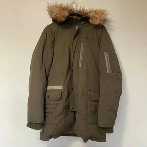 5CM 5 CM Five Centimetre Centimeter down parka jacket army  green with fur